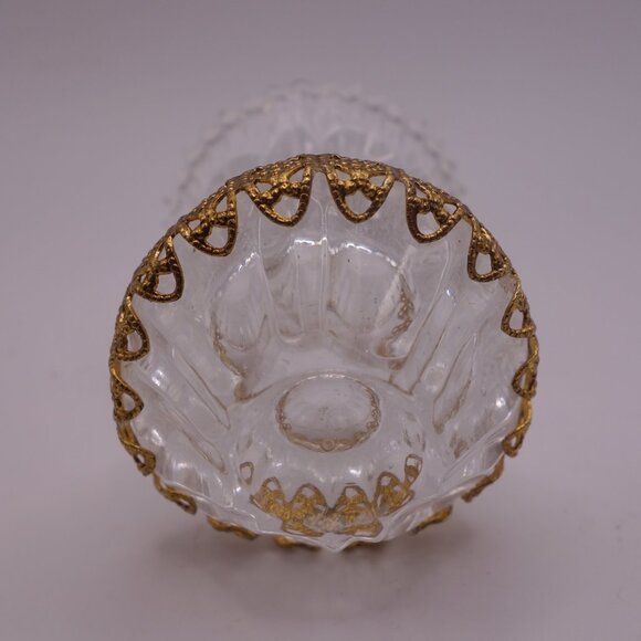 Set of Three(3) Crystal Toothpick Holders with Gold Color Metal Decoration - Picture 10 of 13